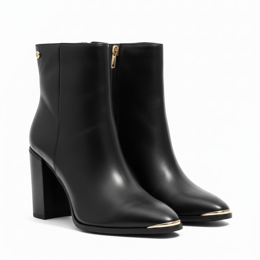 The Elegant Gold-Tip Ankle Boot - SiR001
